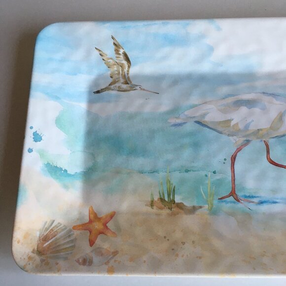 Pier 1 Sea Birds Melamine Rectangular Serving Tray Beach Cottagecore - Picture 2 of 6